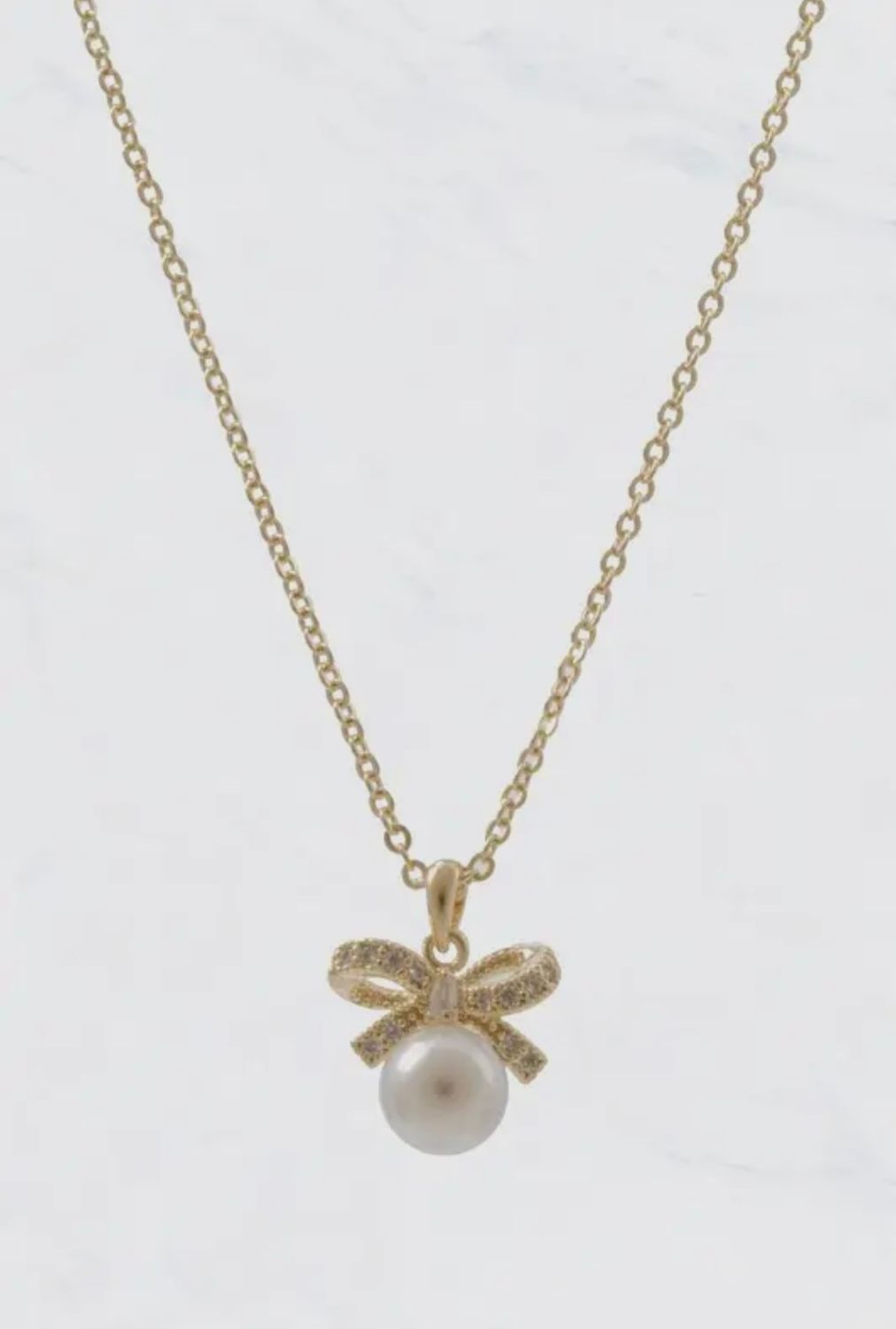 Pearl Bow Pendant Necklace