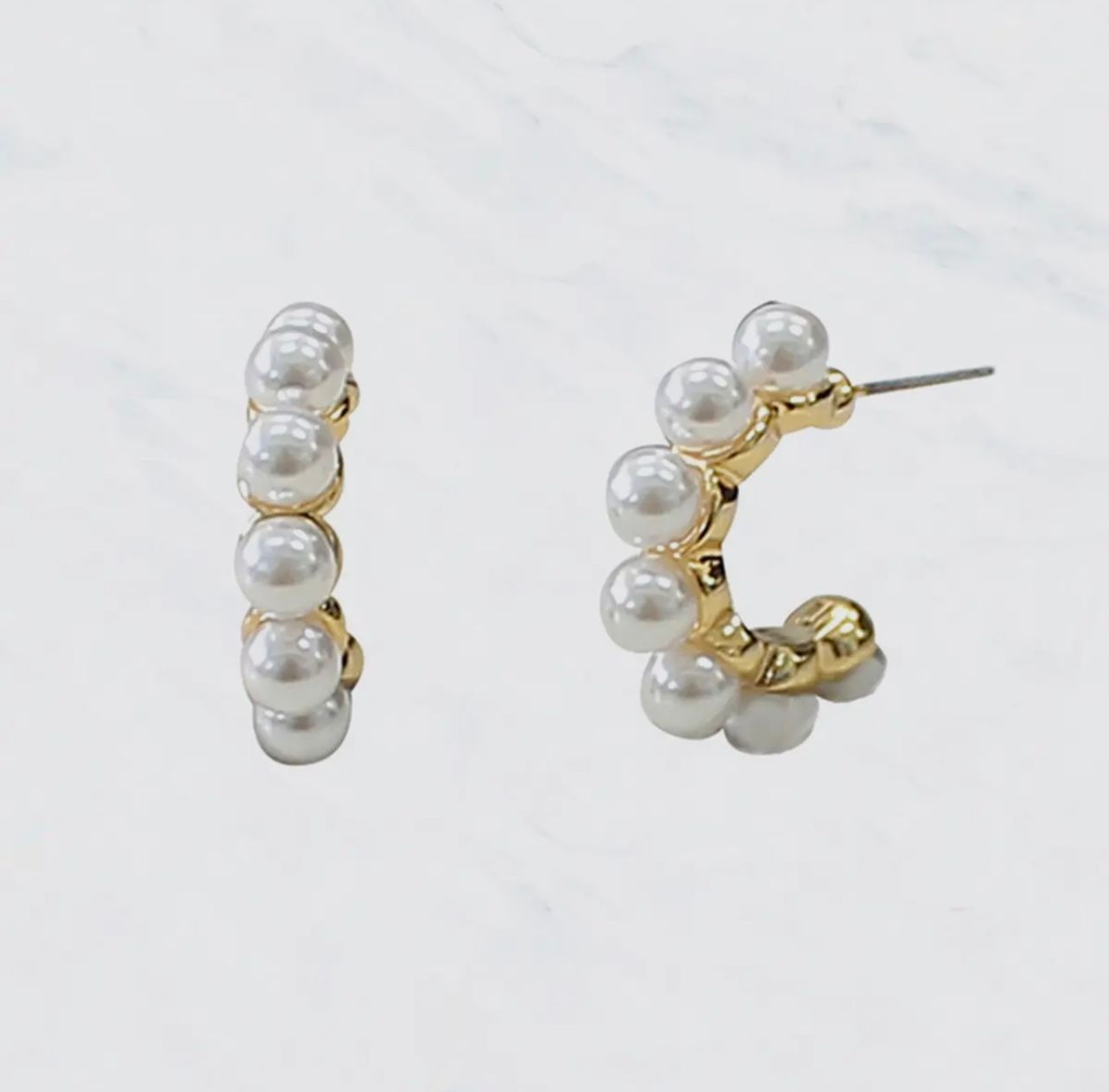 Dainty Pearl Hoop Earrings