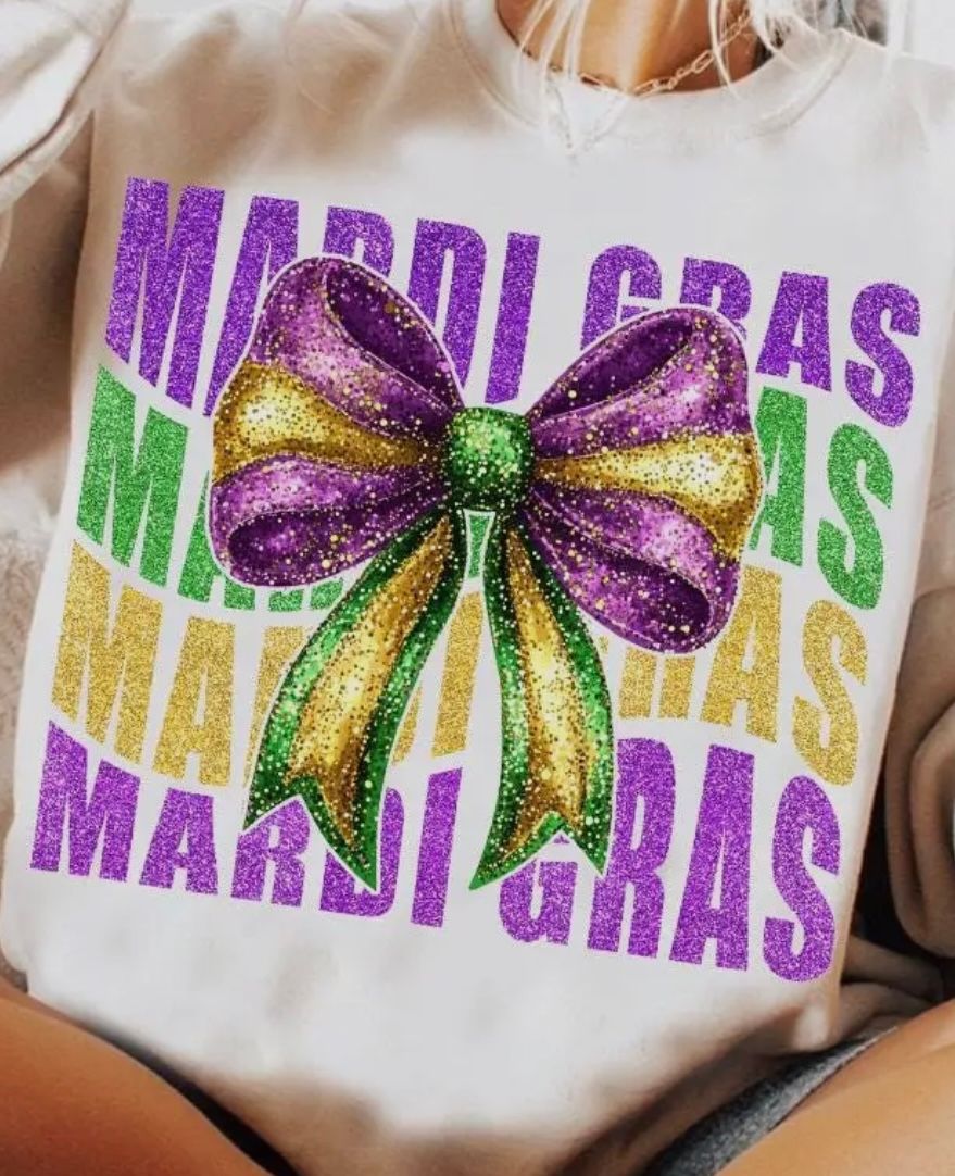 Mardi Gras Coquette Bow Graphic Tee