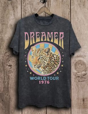 Plus Mineral Wash Dreamer Leopard World Tour Graphic Tee