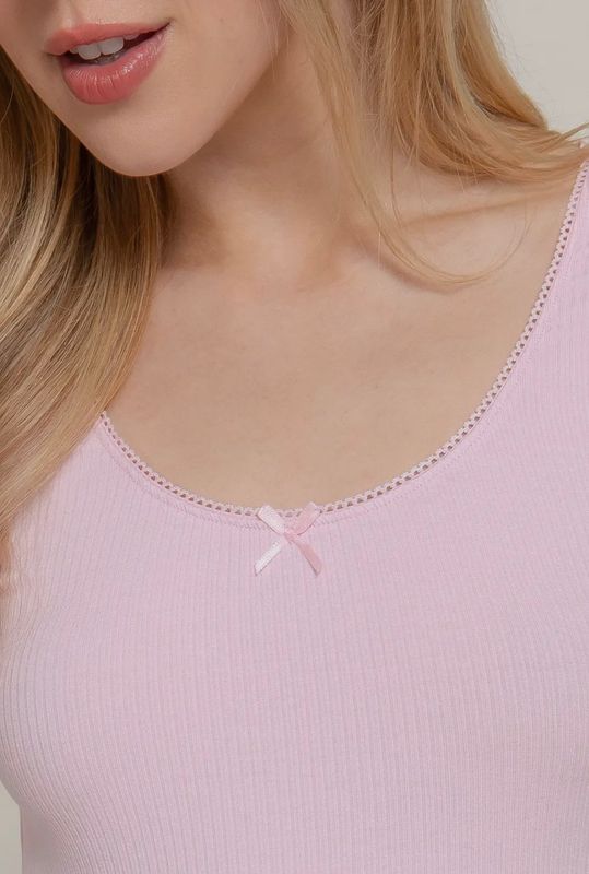Short Sleeve Lace Trim Satin Bow Rib Knit Top