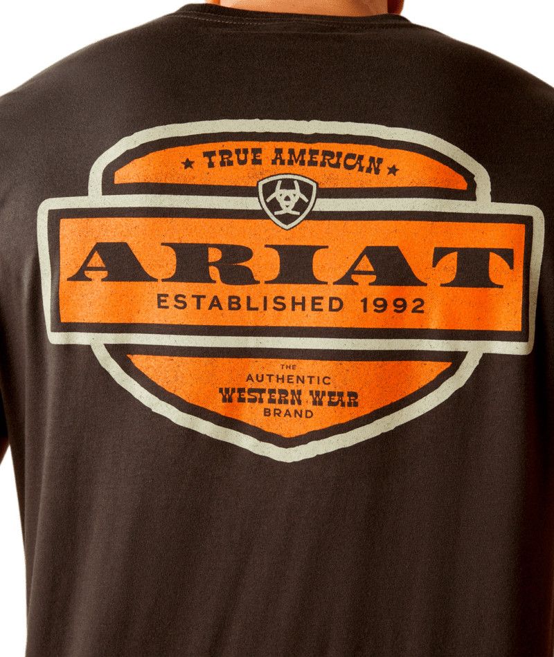 Mens Ariat Ol&#39; Style Lockup Graphic SS T-Shirt, Color: Vintage Black, Size: M