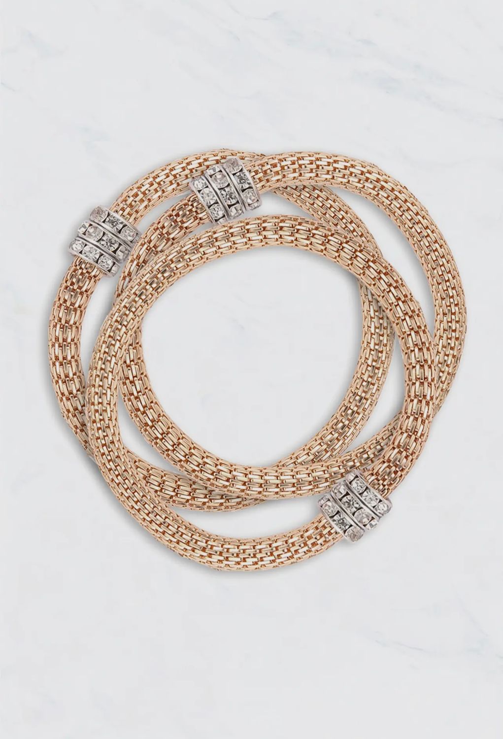 Rondelle Chain Mail Bracelet Set/Gold