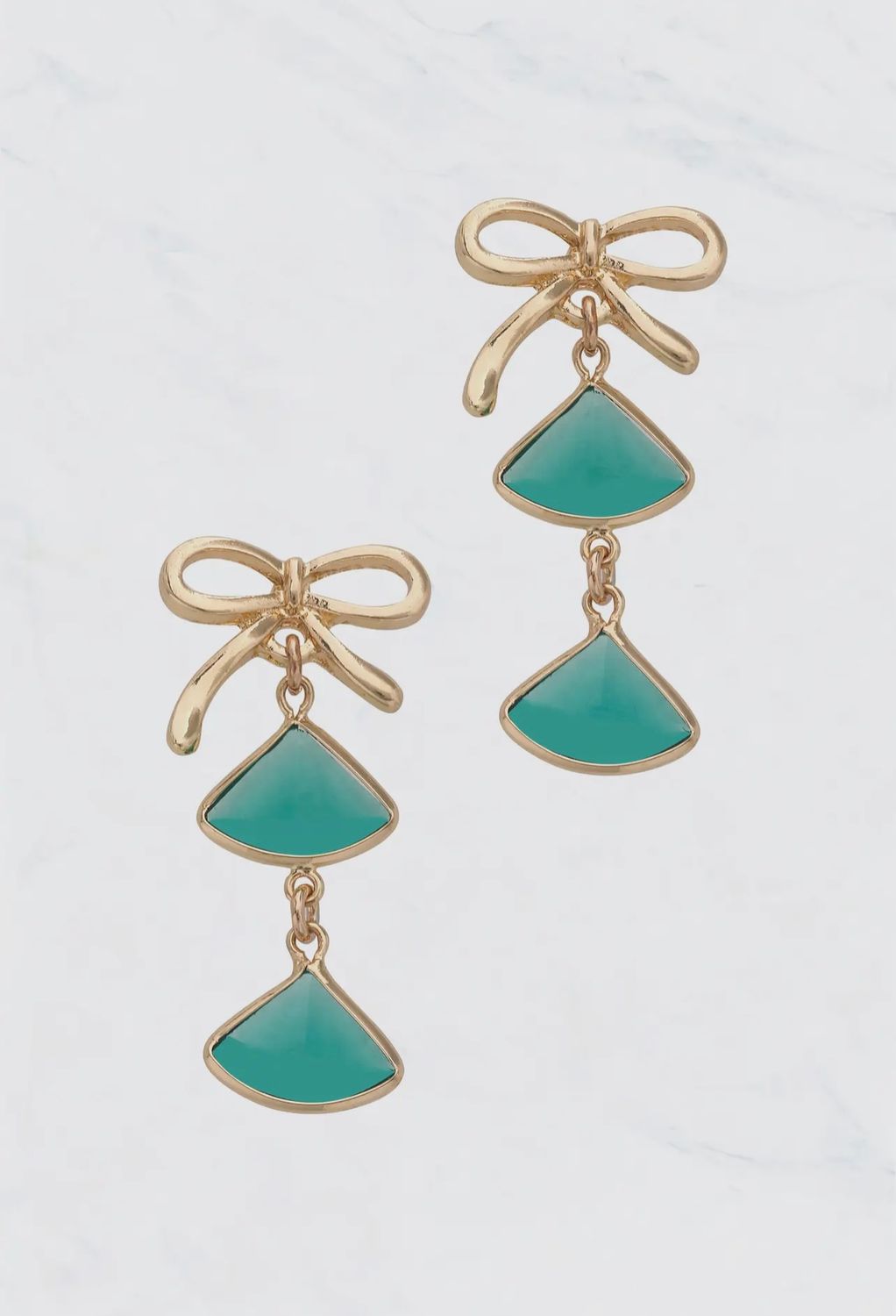 Bow Glass Bead Dangle Earrings
