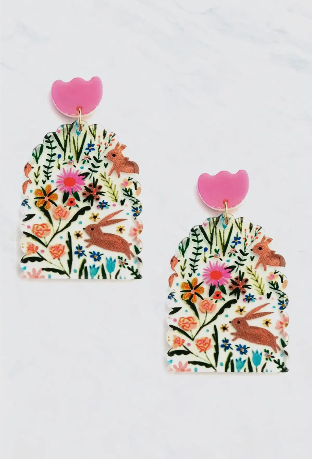 Rabbit/Flower Acrylic Post Earrings
