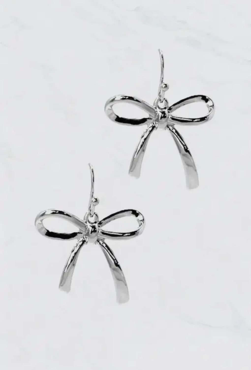 Silver Bow Dangle Earrings