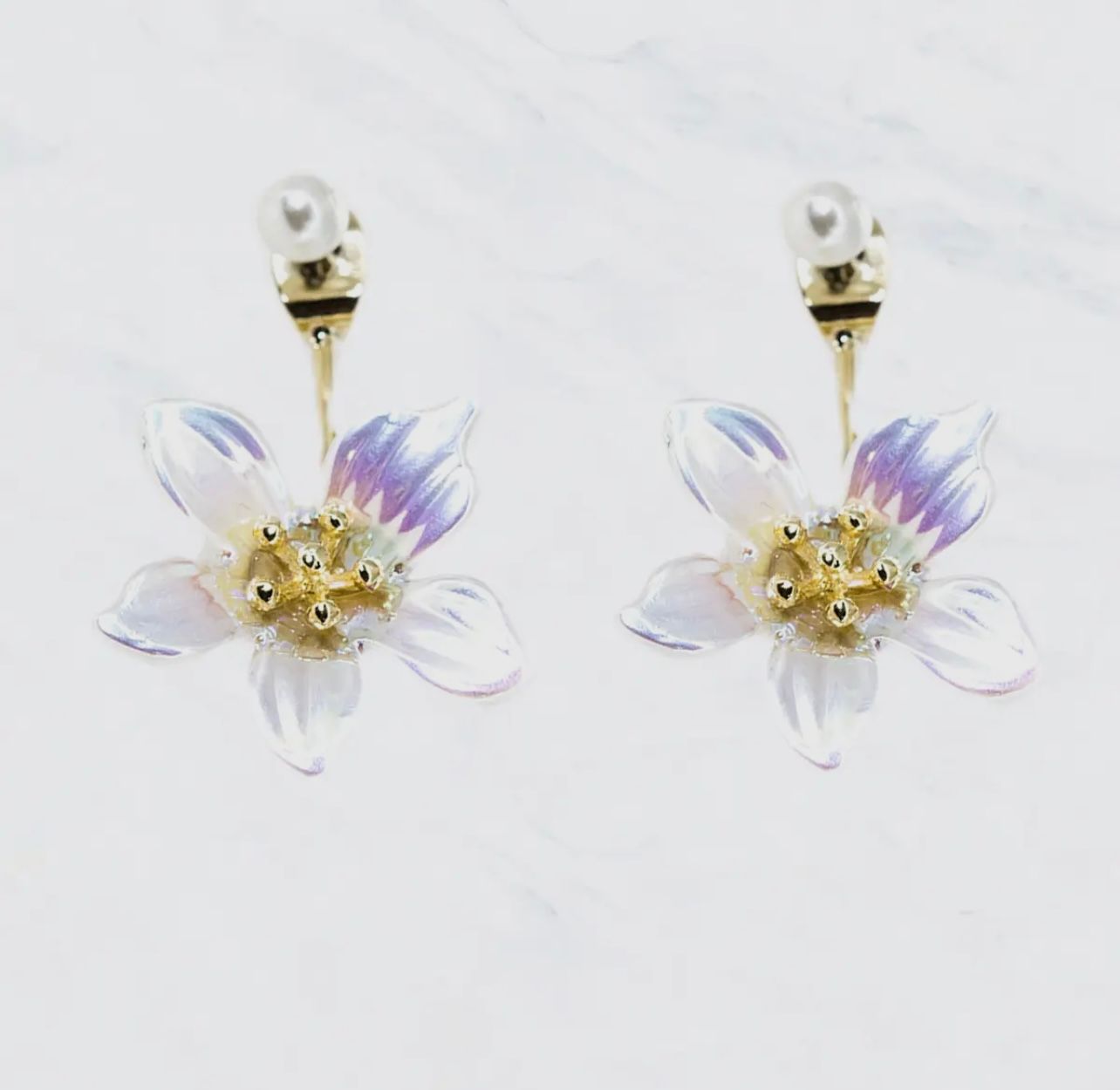 Hanging Opal Acrylic Flower Earrings