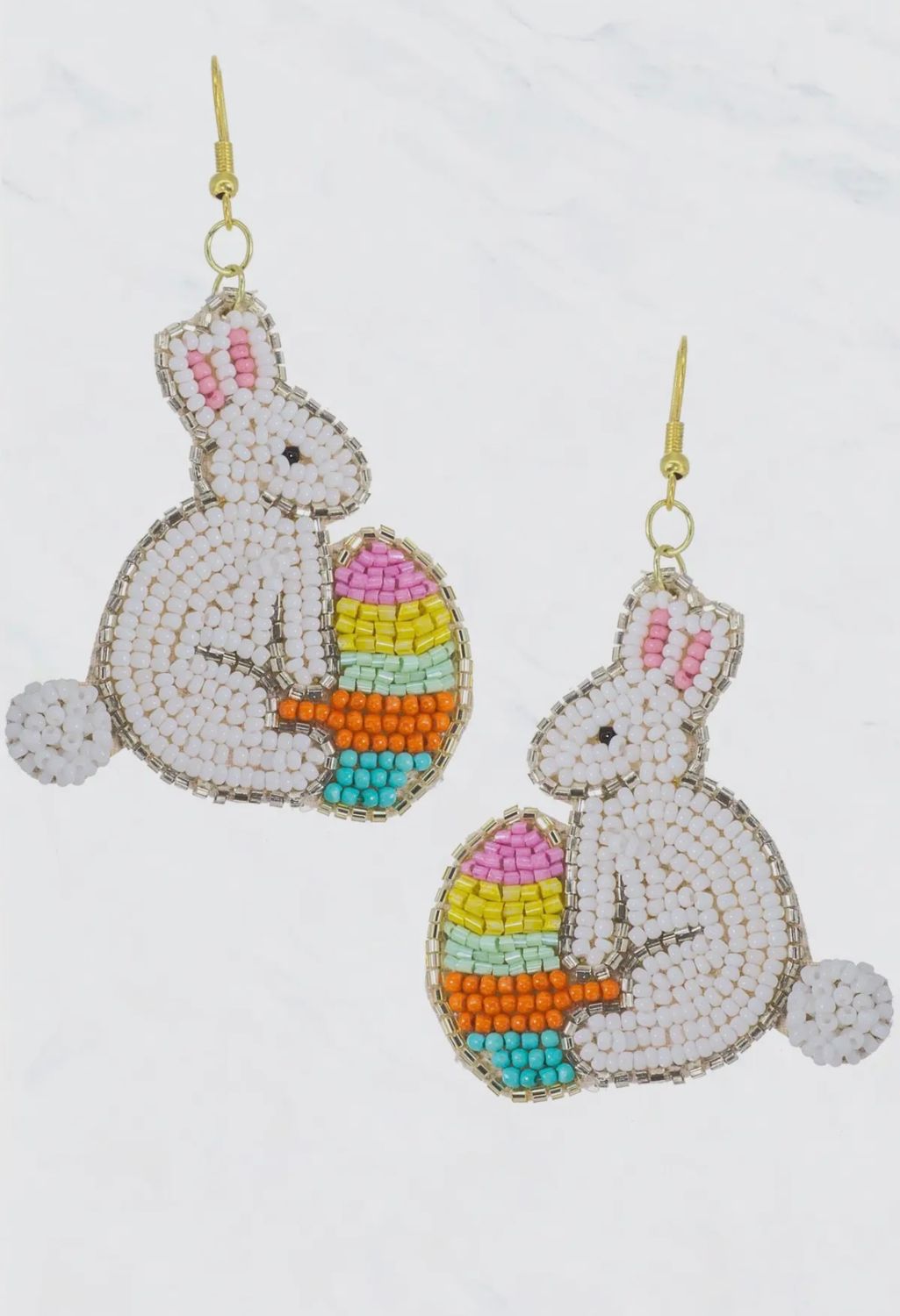 Seed Bead Easter Bunny/Egg Dangle Earrings
