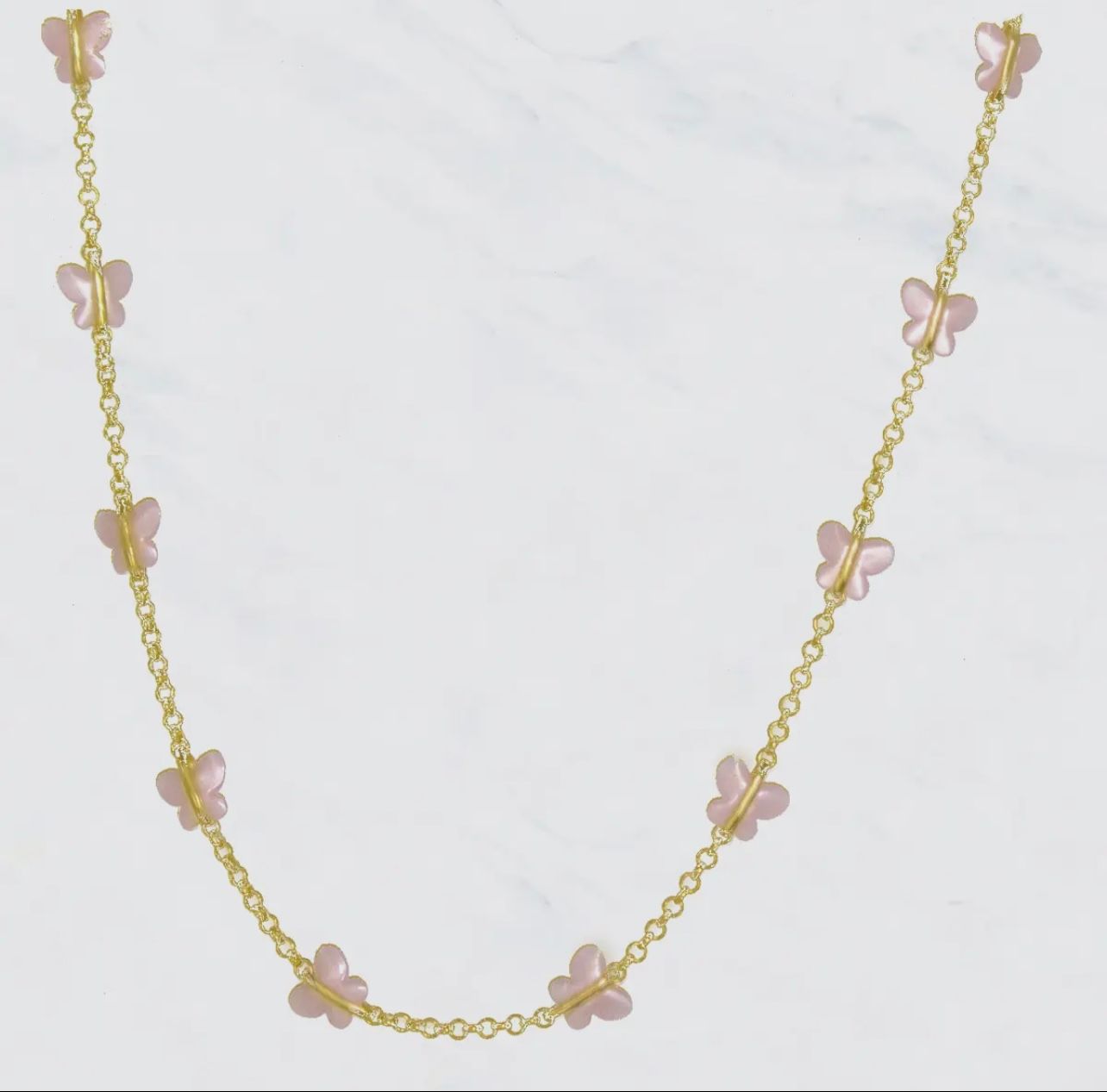 Pink Pearl Tiny Butterfly Dainty Necklace