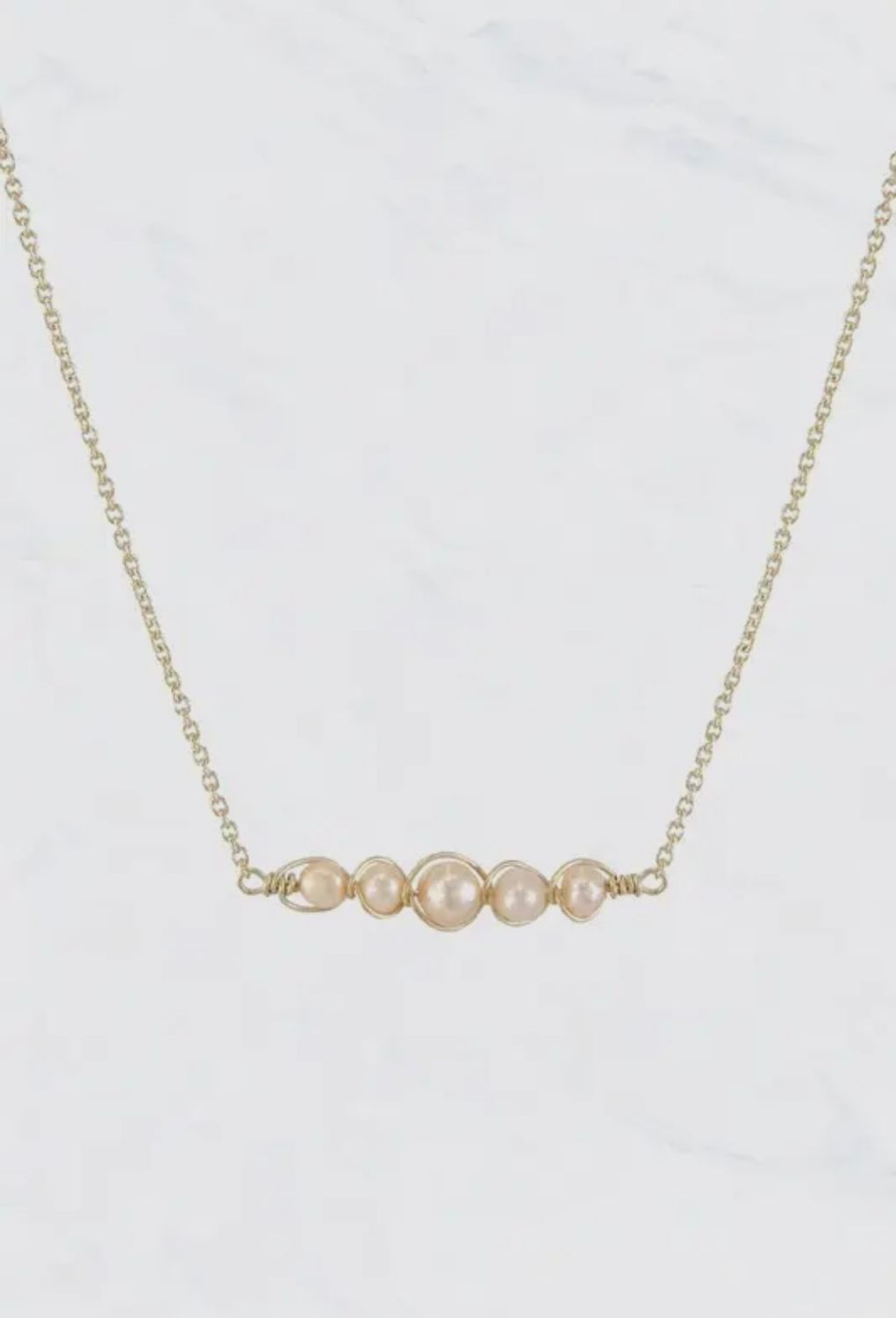 Pearl Wired Bar Pendant Necklace