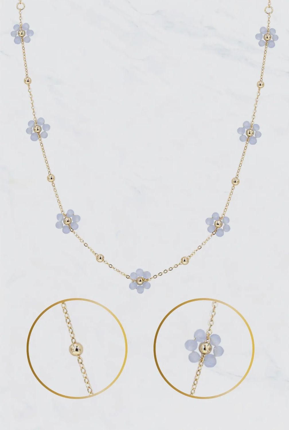 Crystal Bead Flower Dainty Necklace