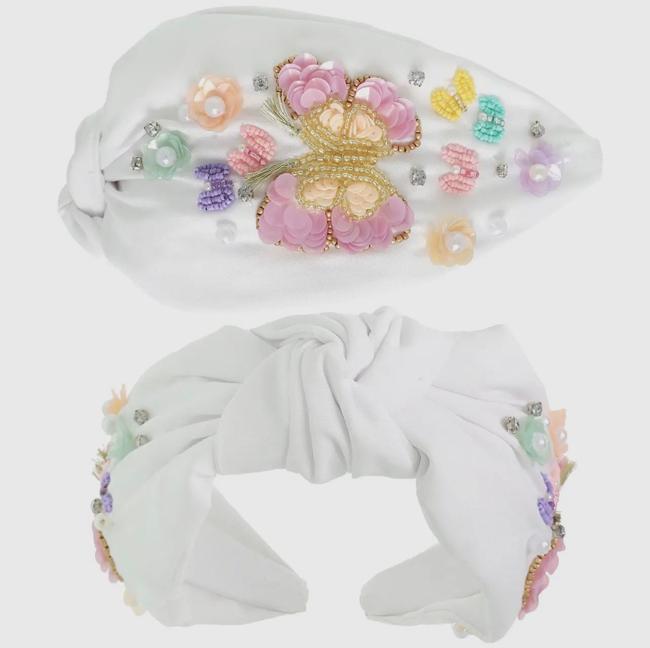 Butterfly Be-Jeweled Top Knot Headband