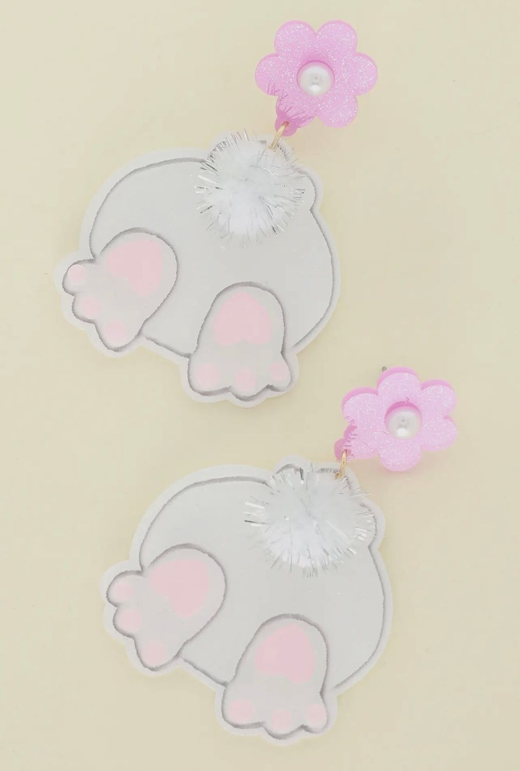 Cotton Tail Easter Rabbit Glitter Acetate Earrings