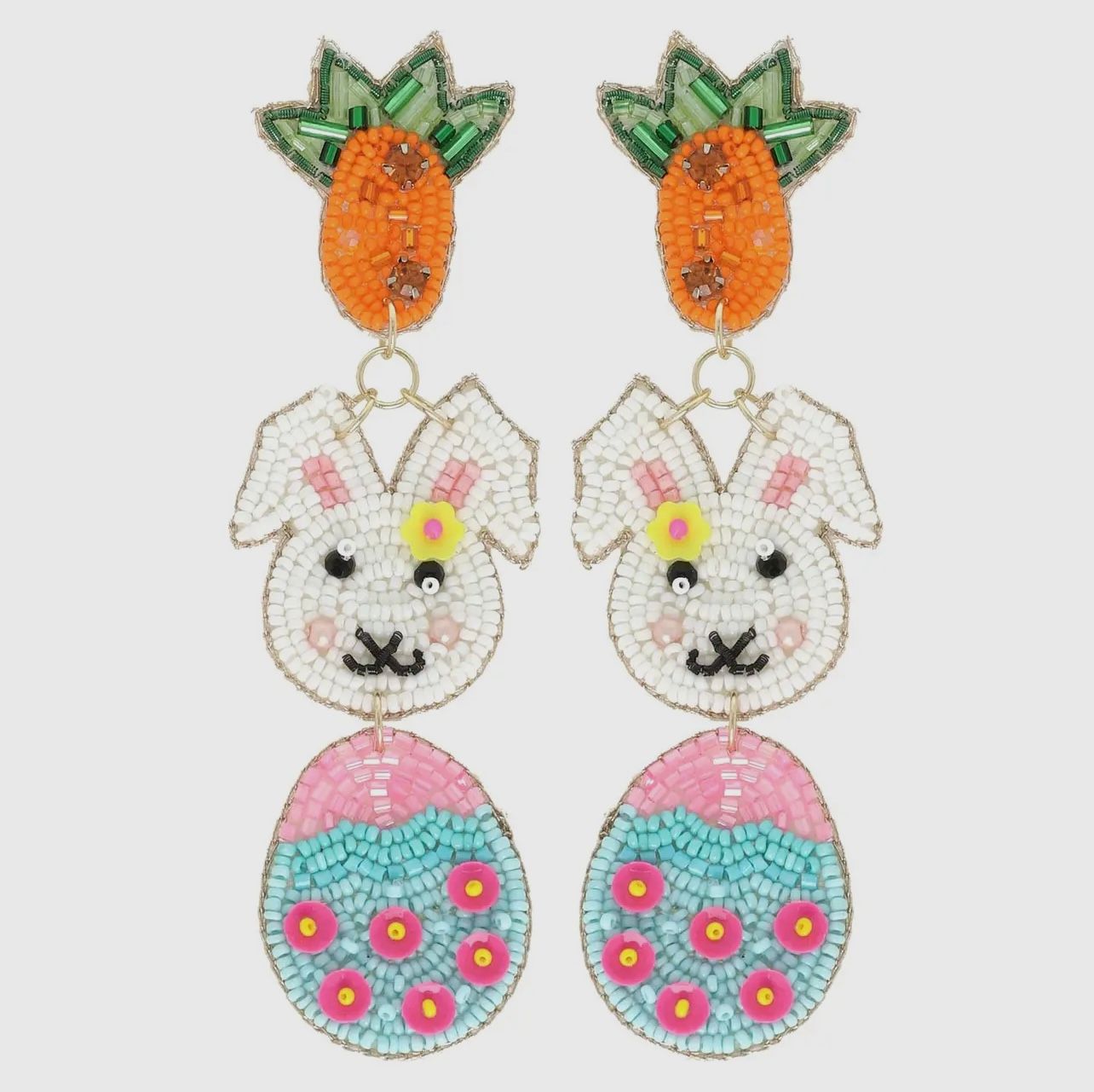 Easter Egg/Rabbit/Carrot Seed Bead Gemstone Earrings