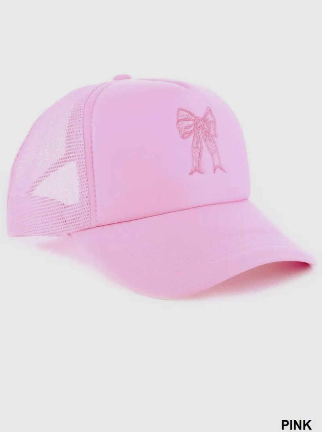 Pink Coquette Bow Embroidered Trucker Hat