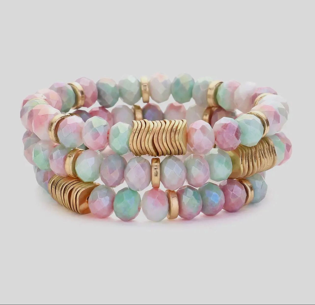 Faceted Ombre Bead Stretch Bracelet Set-Blue Multi