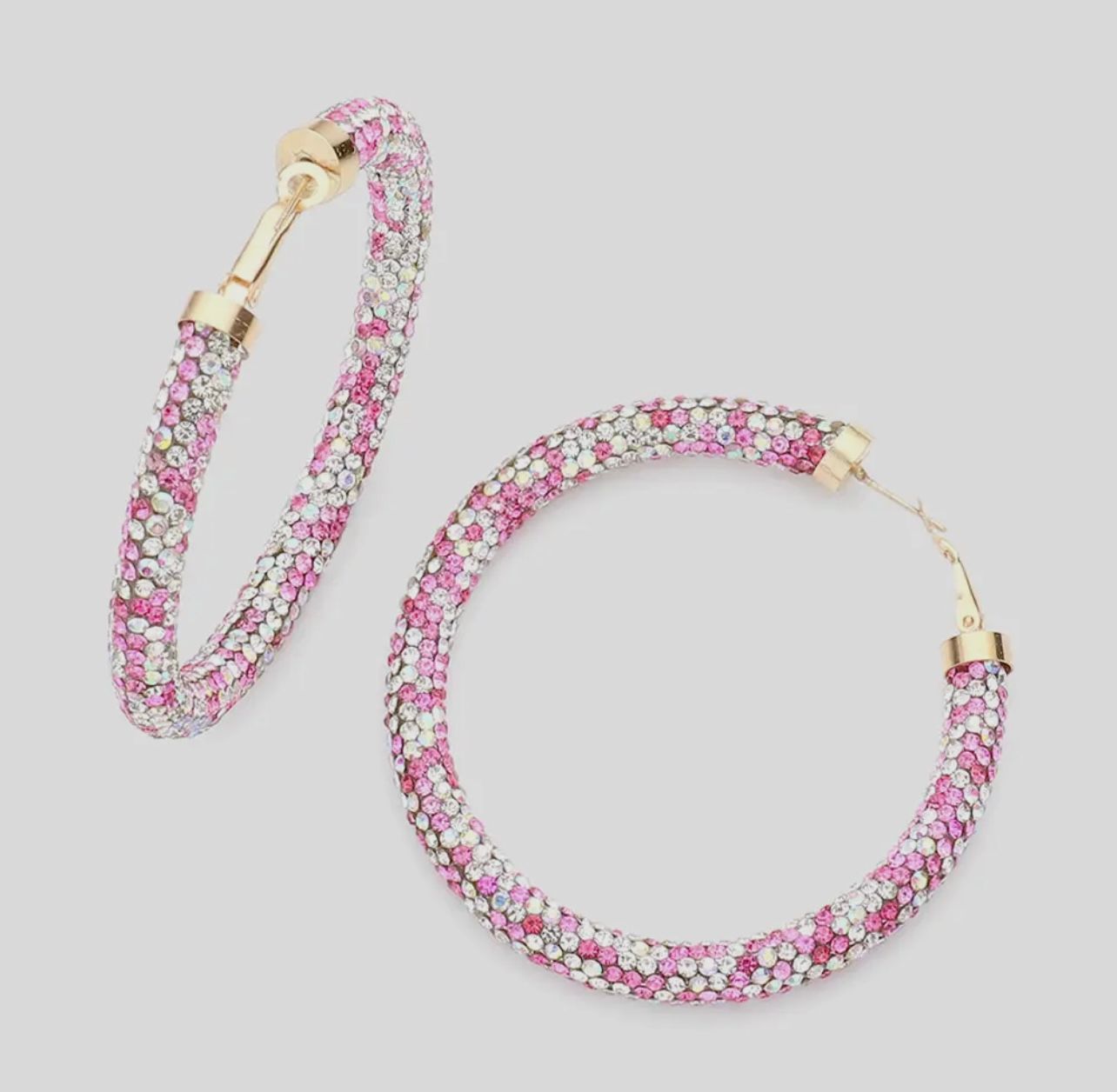 Rhinestone Pave Hoop Earrings 