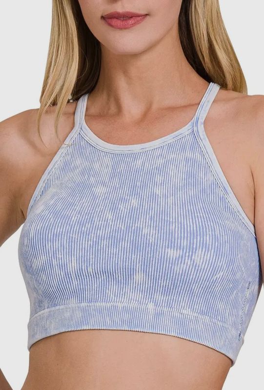 Washed Ribbed Seamless Cropped Cami Top