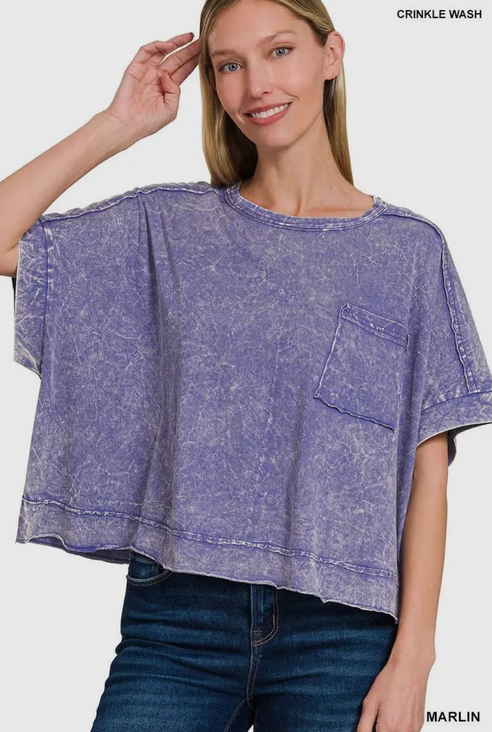 Acid Crinkle-Washed Oversized Box Tee