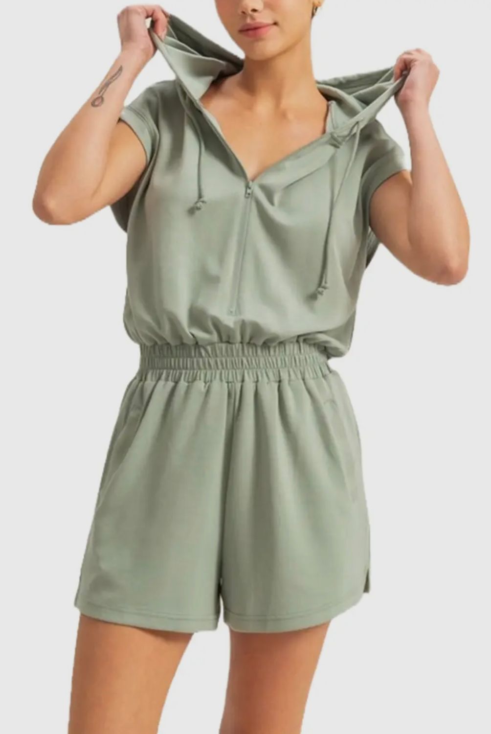 Ultra Soft Half Zip Hooded Romper
