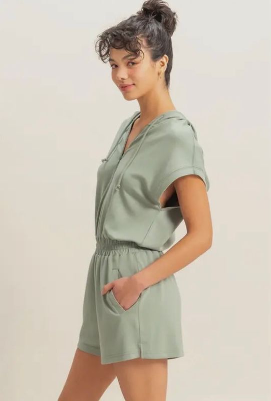 Ultra Soft Half Zip Hooded Romper