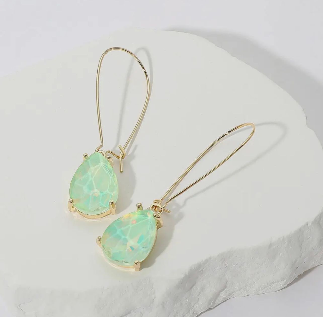 Teardrop Abalone Stone Dangle Earrings-PMT