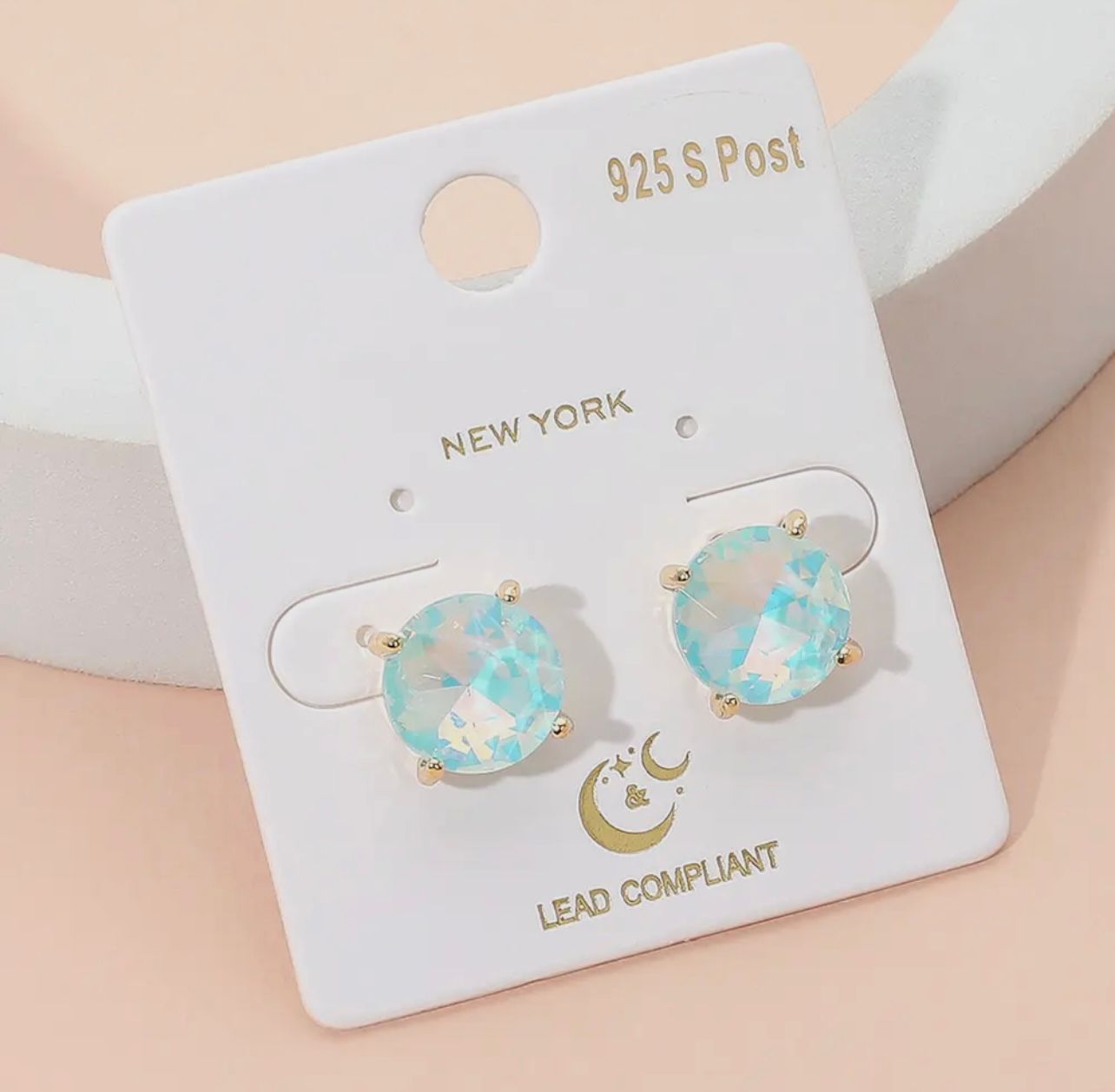 Round Stone Cushion Stud Earrings