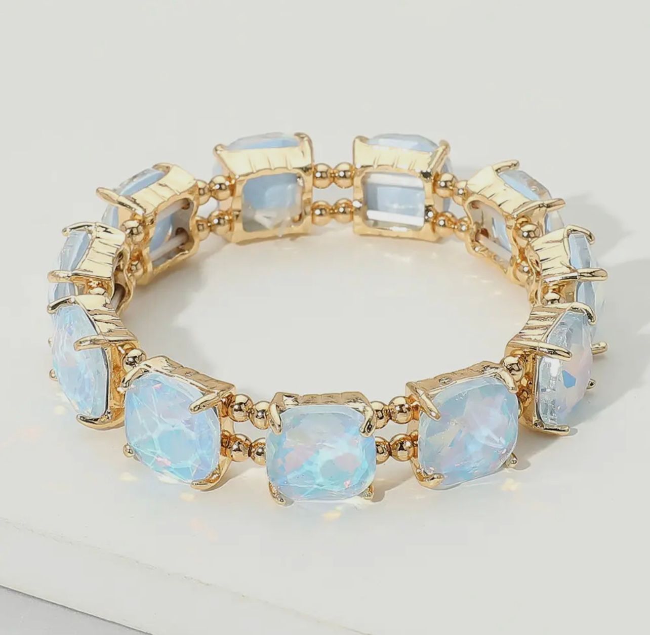 Cushion Square Stone Stretch Evening Bracelet