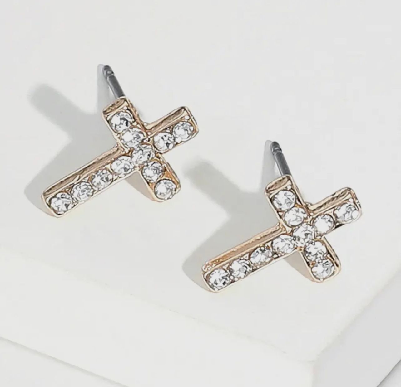 Crystal Cross Stud Earrings