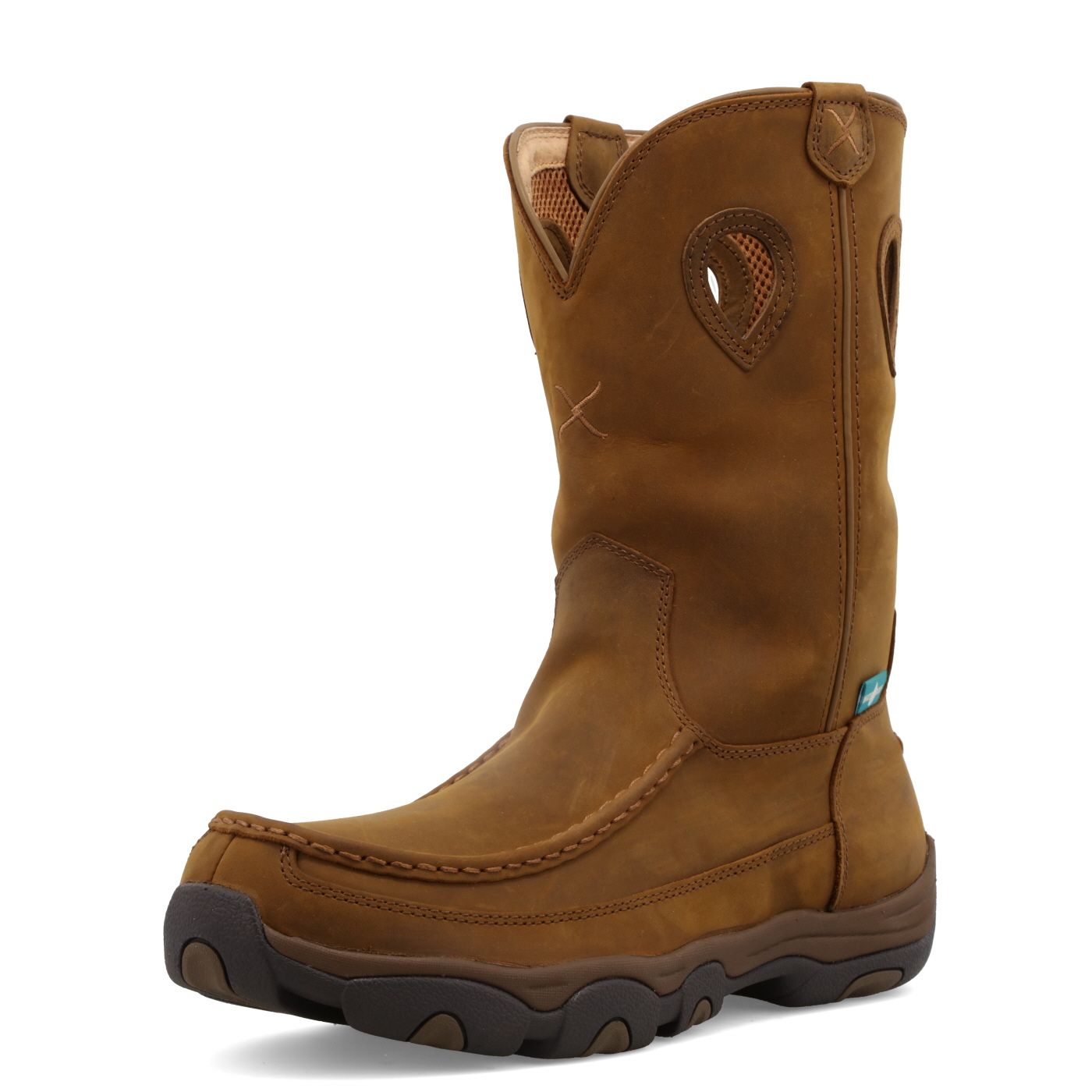 Pull On Hiker Boot Distressed Saddle &amp; Saddle