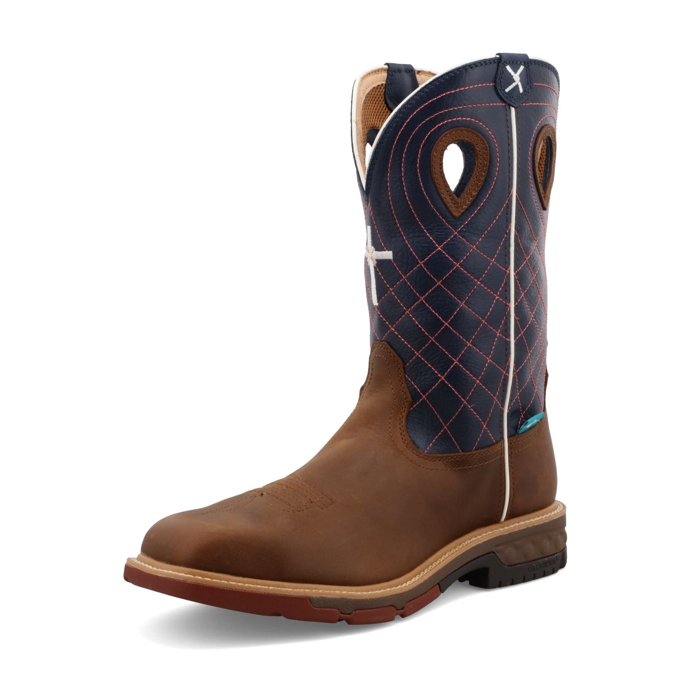 Western Work Boot Mocha &amp; Navy