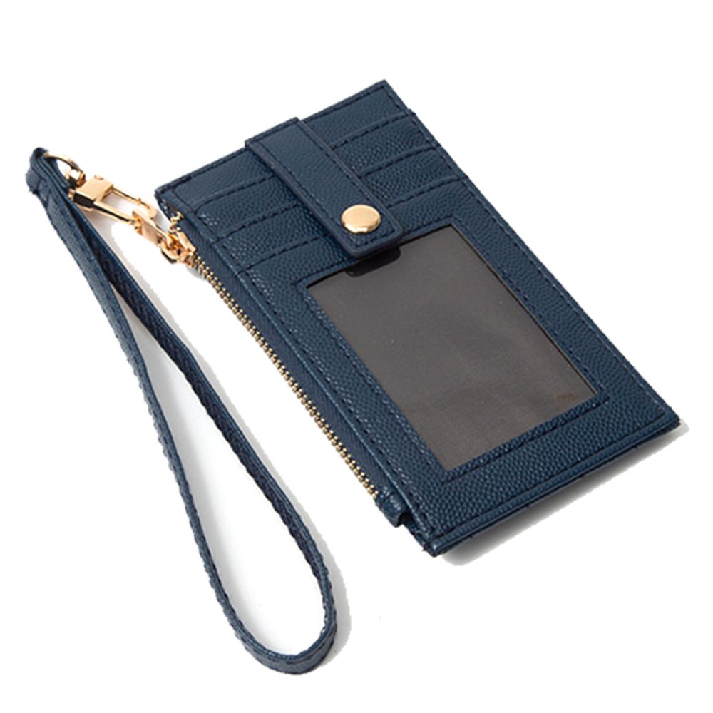 Id Card Holder Button Wallet With Hand Strap