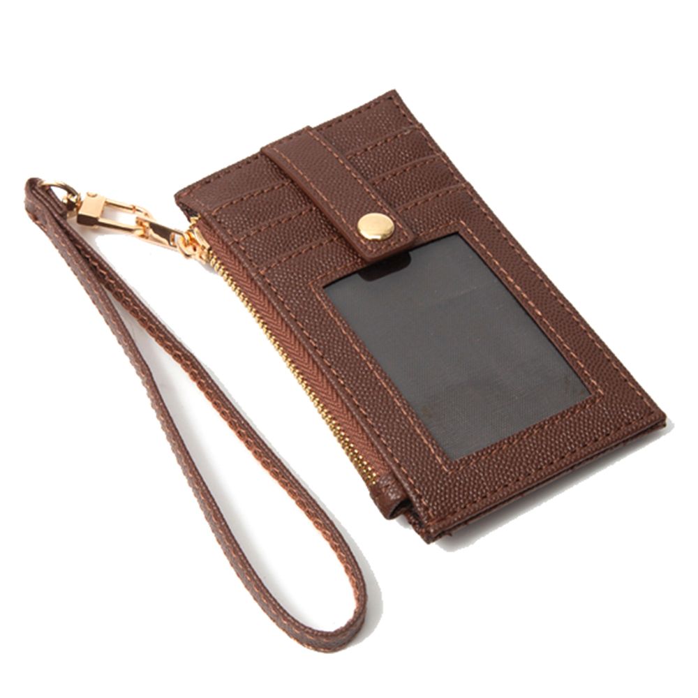 Id Card Holder Button Wallet With Hand Strap