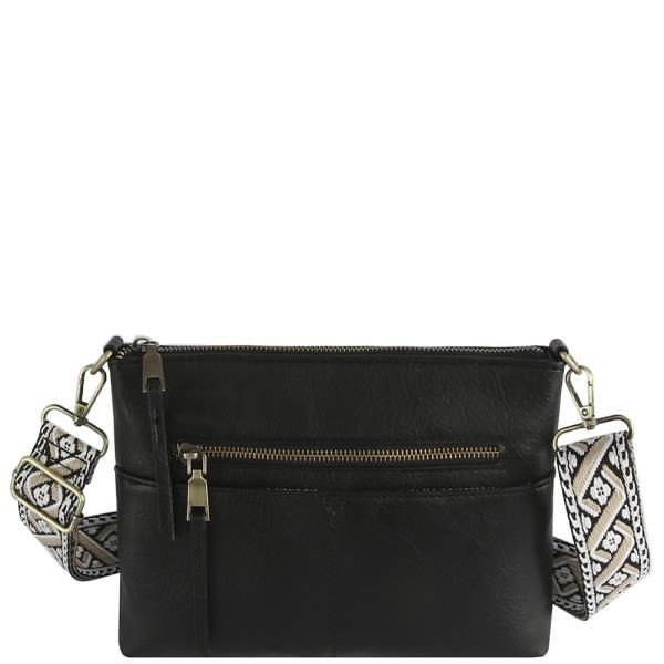 Smooth Zipper Crossbody W Guitar Strap