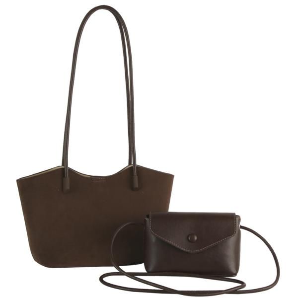 2in1 suede shoulder bag w crossbody set - DCF