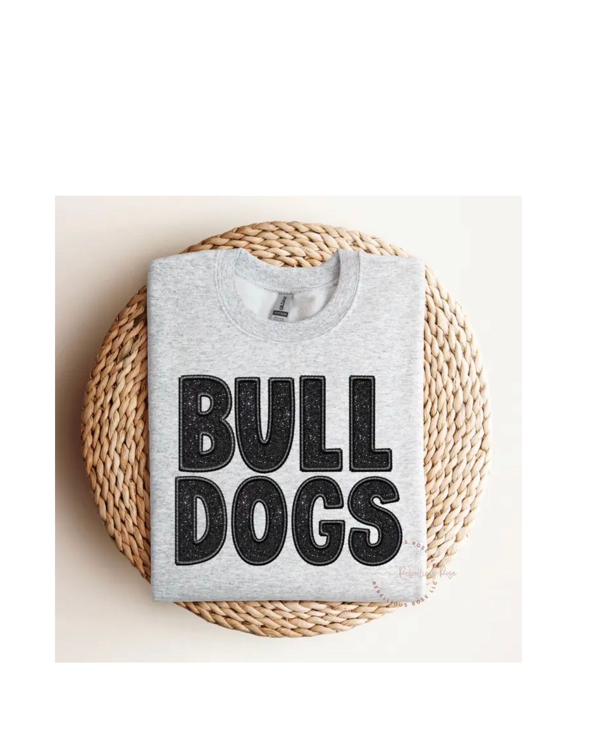 Bulldogs Faux Embroidery Graphic Crewneck Sweatshirt L