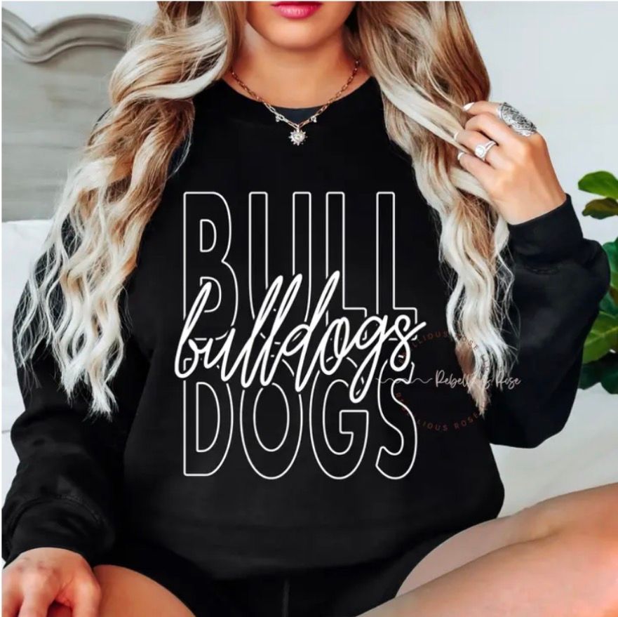Stacked Bulldogs Graphic Crewneck Sweatshirt L
