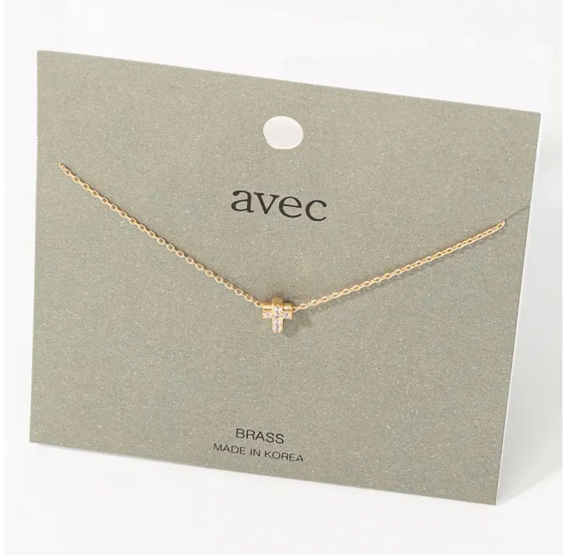 Mini Pave Cross Charm Gold Necklace