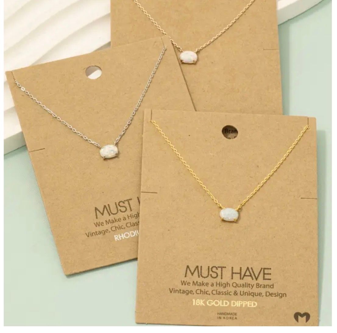 Gold Dipped Oval Opal Pendant Necklace