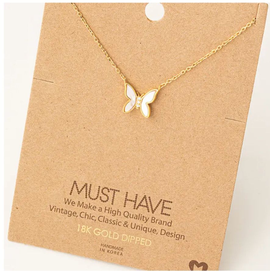 Gold Dipped Mini Butterfly Pendant Necklace