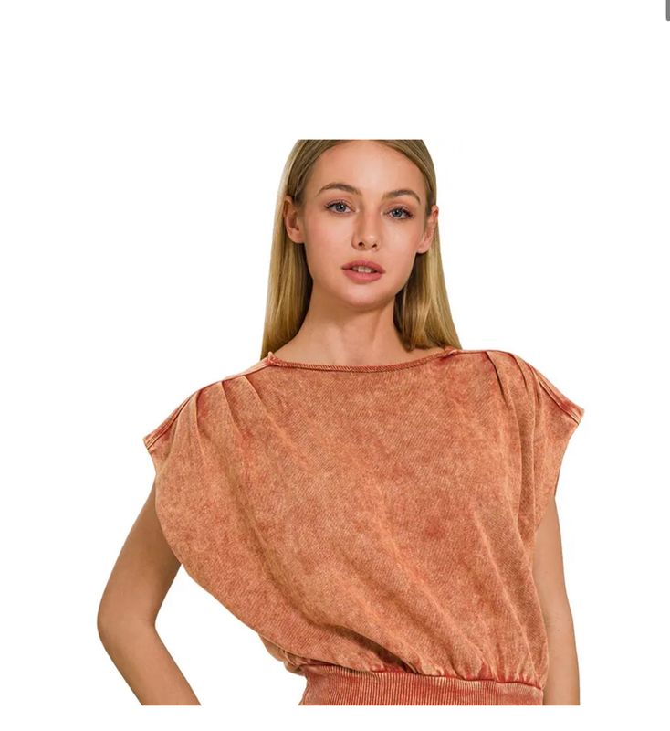 Washed Boat Neck Bottom Banded Dolman Sleeve Top S