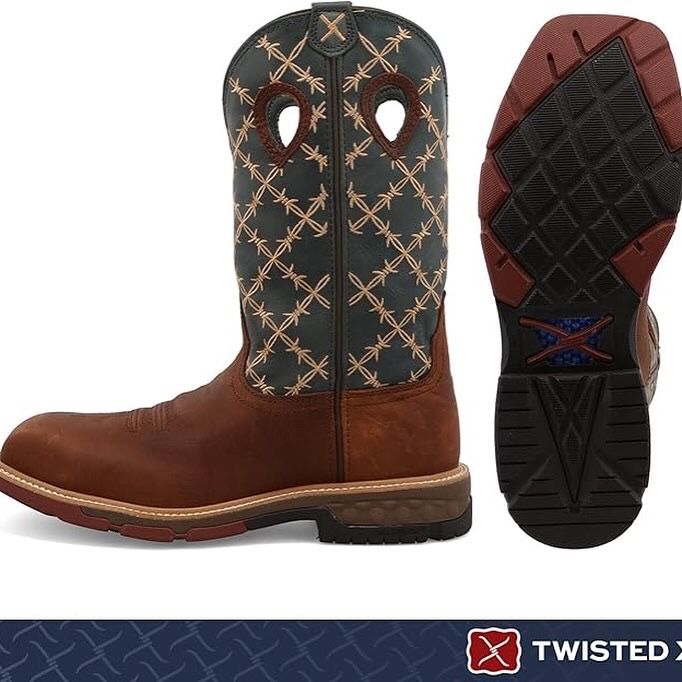 Western Work Boot Mocha &amp; Navy 10 1/2