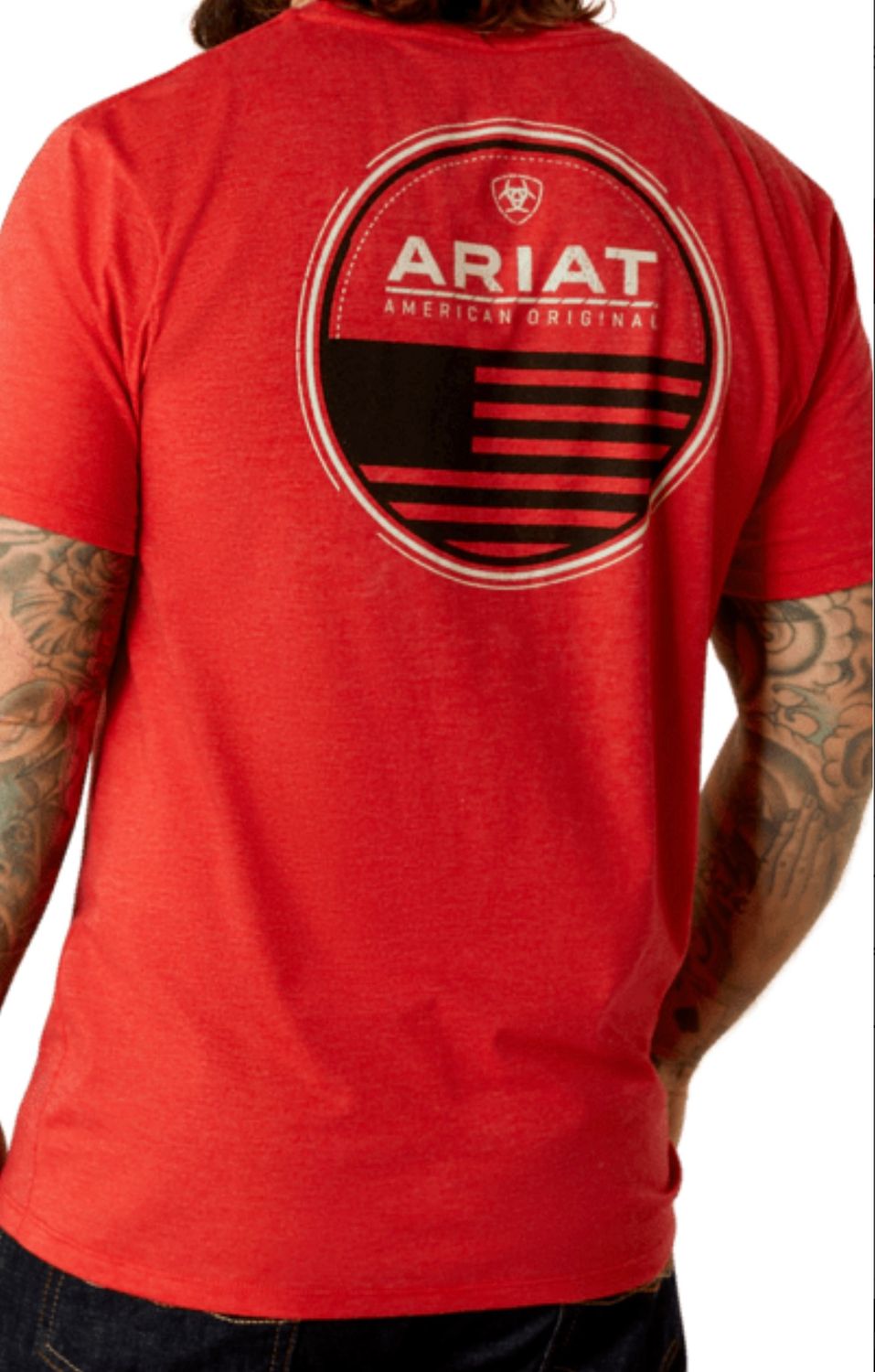 Men's Ariat Original Flag Scope SS T-Shirt, Color: Red Heather, Size: M