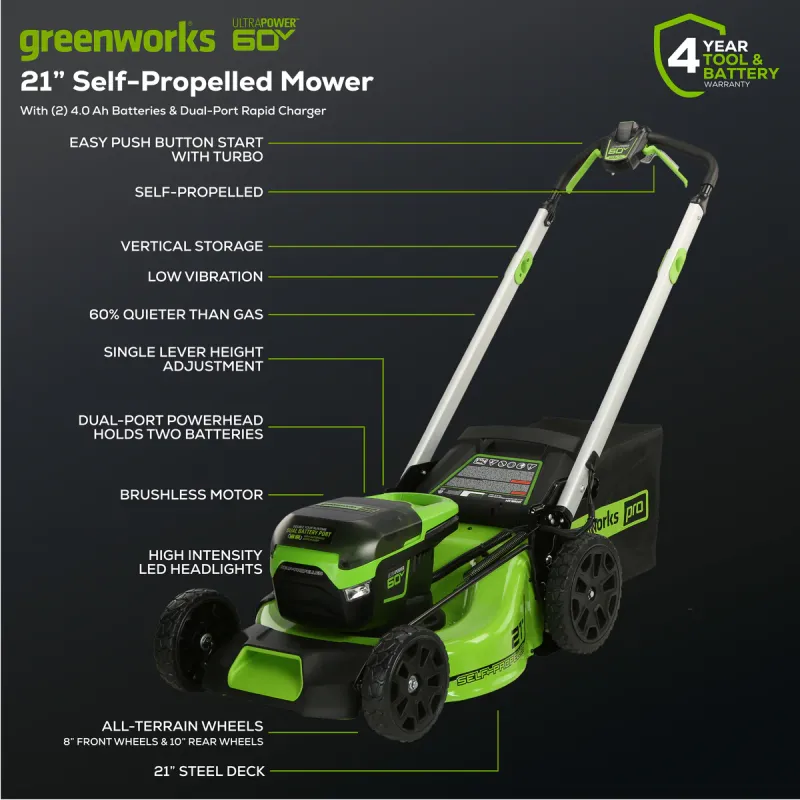 Greenworks 22 inch self propelled mower 60v