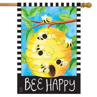 Bee Happy Bees House Flag