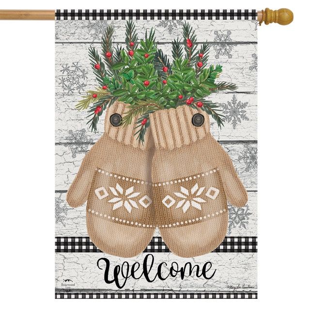 Farmhouse Mittens House Flag