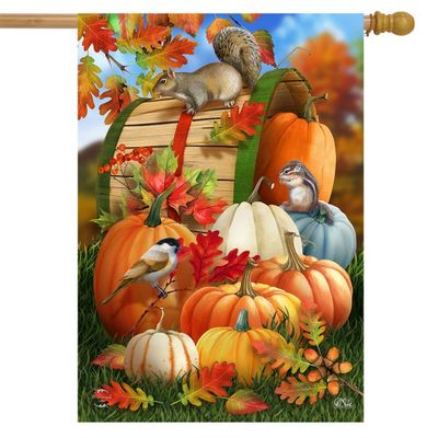 Fall Pumpkin Gathering House Flag