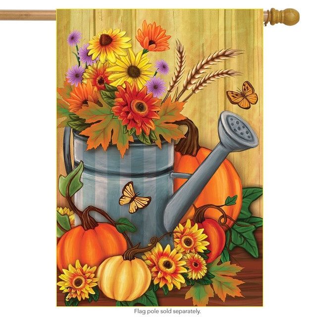 Fall Watering Can House Flag