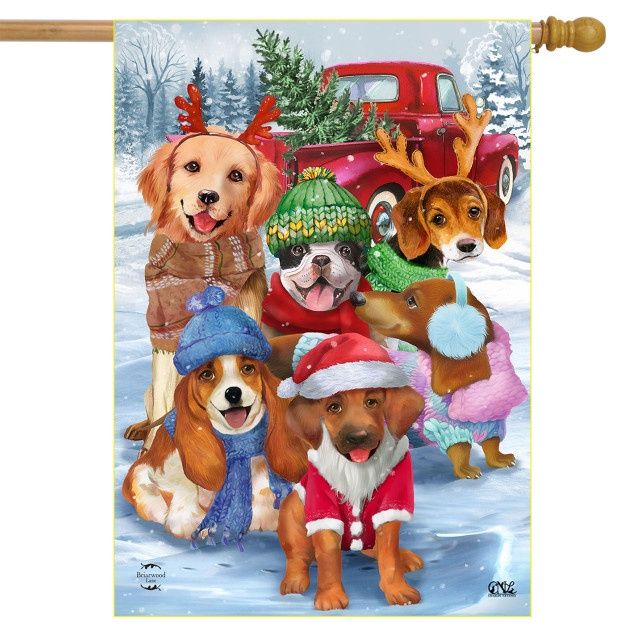 Festive Pups House Flag