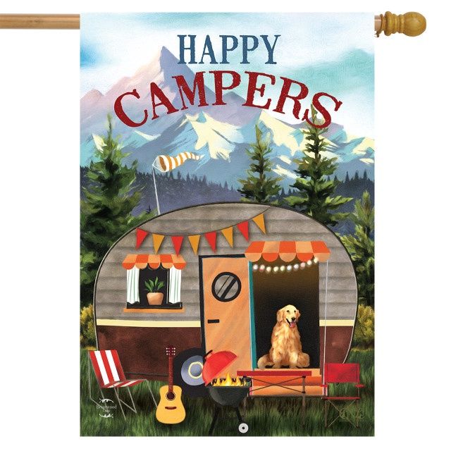 Great Outdoors Camper House Flag